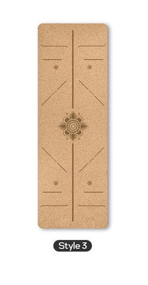 Open image in slideshow, 183cm Yoga mat with position line Natural Cork Fitness mat Pilates Sport Training mats Gym exercise 5mm thicken yoga accessories
