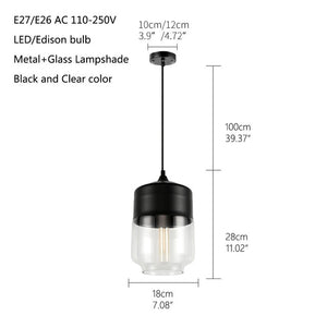 Open image in slideshow, Modern loft hanging Glass Lamp
